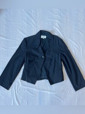 Azona de Mode Black Cropped Blazer Jacket Lined pocket one button Size 44 US S